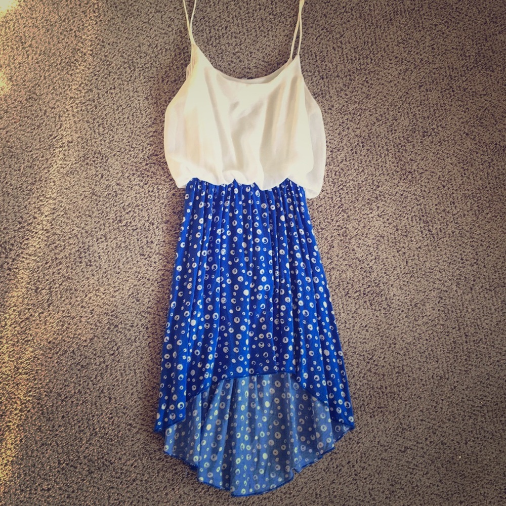 Blue and white dress
